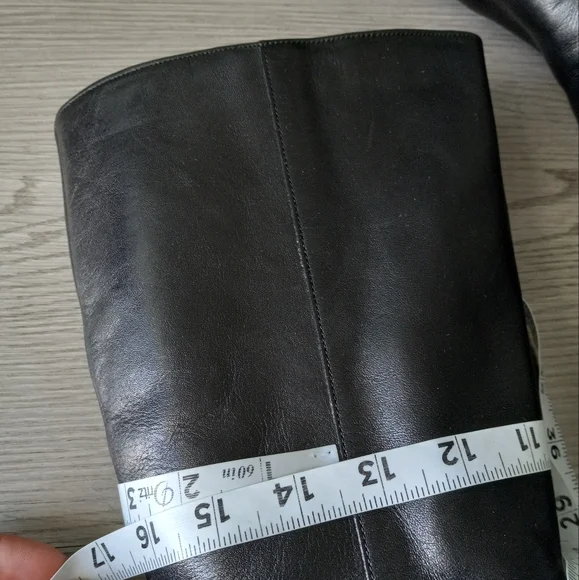 90's Nine West Vintage Y2K Square Toe High Black Leather Boots - Picture 12 of 16